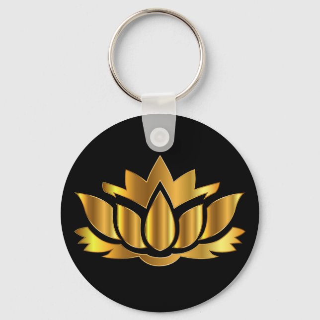 Golden Lotus Flower Keychain (Front)