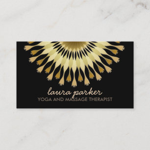 Golden Lotus Flower Mandala Yoga Health Massage Business Card