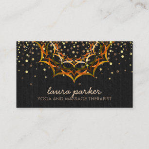 Golden Lotus Flower Mandala Yoga Health Massage Business Card