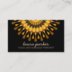 Golden Lotus Flower Mandala Yoga Health Massage Business Card