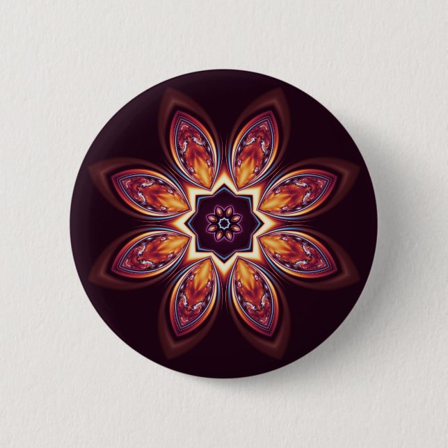 Golden Lotus Fractal Button (Front)