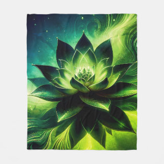 Golden Lotus Radiance – Abstract Mystical Design Fleece Blanket