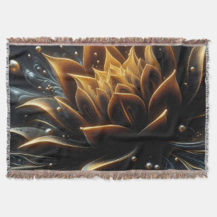 Golden Lotus Radiance – Abstract Mystical Design Throw Blanket