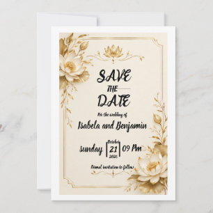 Golden Lotus Save The Date card