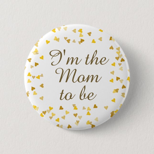 Golden Love Hearts Baby Shower / Sprinkle 6 Cm Round Badge (Front)