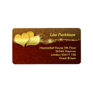 golden love hearts beautiful address labels