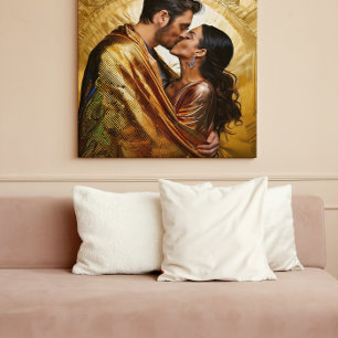 Golden Lovers Portrait ❤️ Klimt Inspired Design Canvas Print