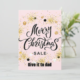 Golden lucky star, black artistic word Merry Chris Invitation