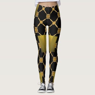 Golden Luxe: Black Elegance Leggings