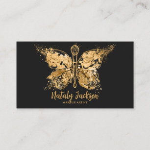 Golden Luxury Makeup Brushes and palette Business Card
