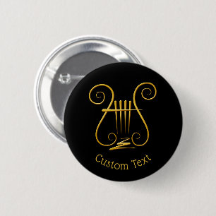 Golden Lyre 6 Cm Round Badge