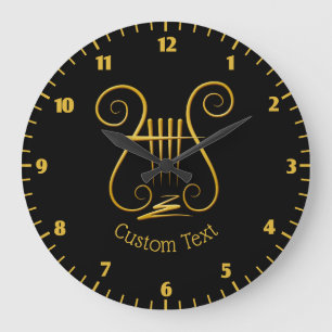 Golden Lyre Large Clock