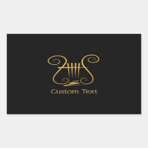 Golden Lyre Rectangular Sticker
