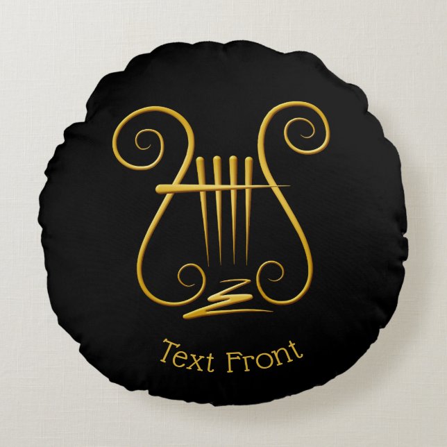 Golden Lyre Round Cushion (Front)