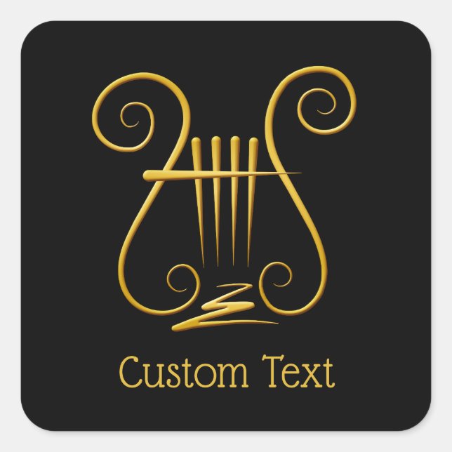 Golden Lyre Square Sticker (Front)