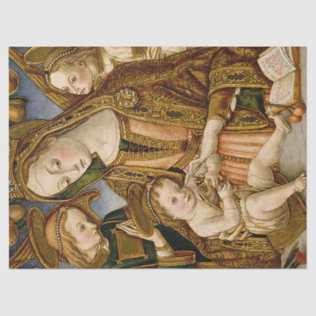Golden Madonna with Child Jesus and Angels Tissue Paper (Front)