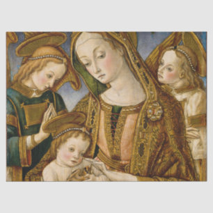Golden Madonna with Child Jesus and Angels Tissue  Tissue Paper