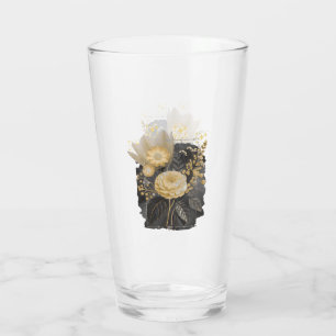 Golden Magical Floral Bouquet in Silver Frame Glass