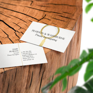 Golden Magnifying Glass Private Investigator Business Card