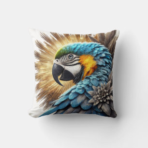 Golden Majesty Blue Macaw Cushion