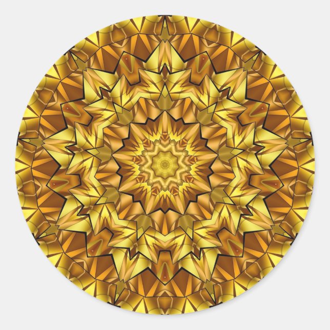 Golden Mandala Antique Abstract Design-63495 Classic Round Sticker (Front)