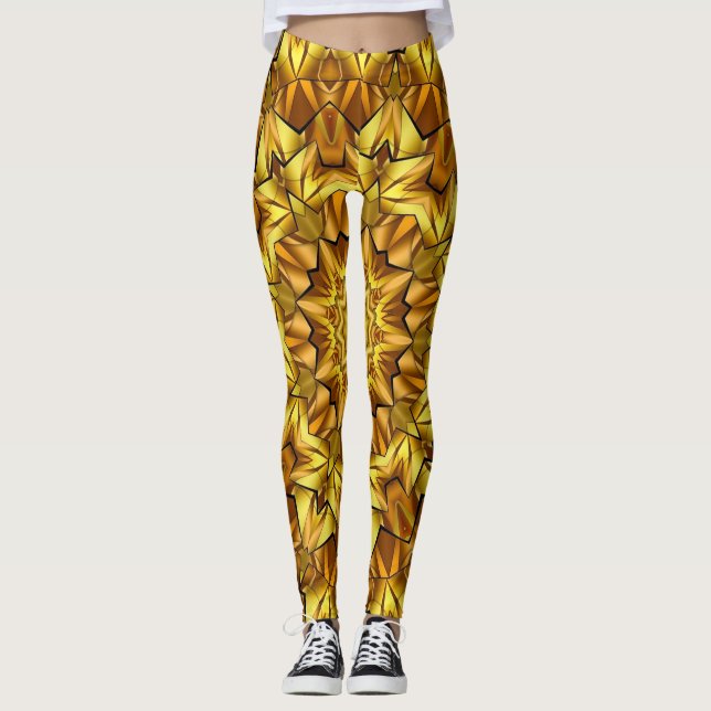 Golden Mandala Antique Abstract Design-63495 Leggings (Front)