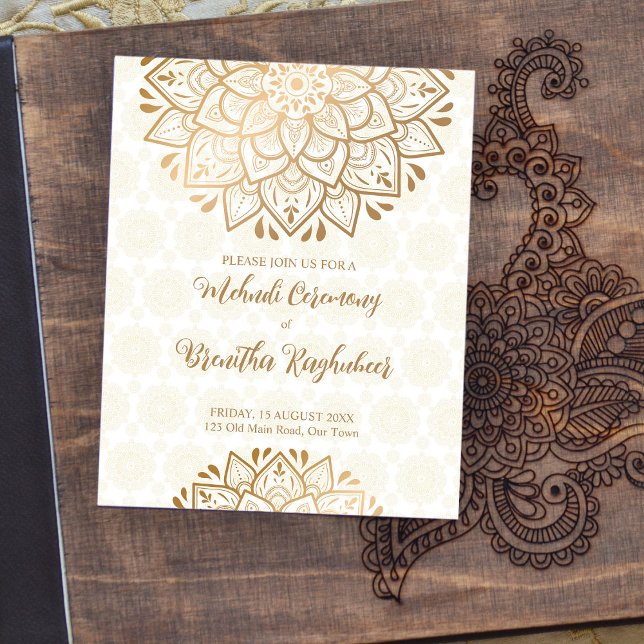 Golden mandala Budget Mehndi Invitation (Creator Uploaded)
