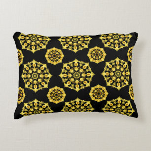 Golden Mandala Design With Symmetrical Patterns Decorative Cushion