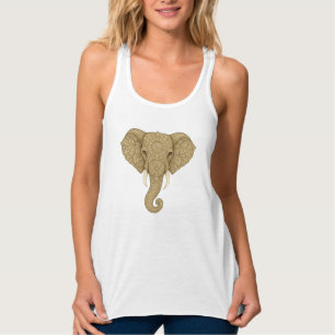 Golden Mandala Elephant - Boho Graphic Art Print Singlet
