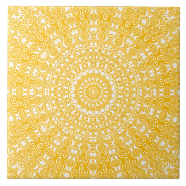Golden Mandala Geometric Pattern Tile (Front)