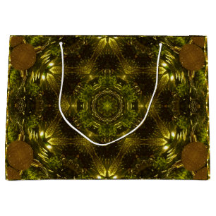 Golden Mandala Olive Green Christmas Large Gift Bag