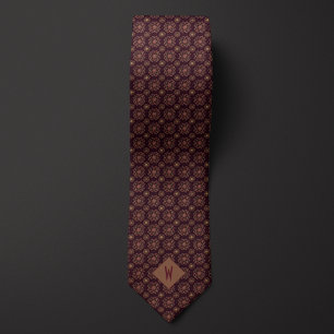 Golden Mandala on Deep Burgundy Groomsman Tie