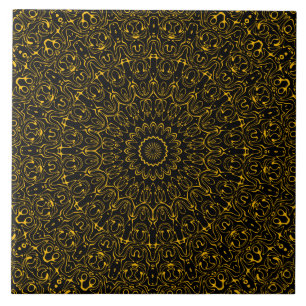 Golden Mandala Pattern with Radiant Symmetry Tile