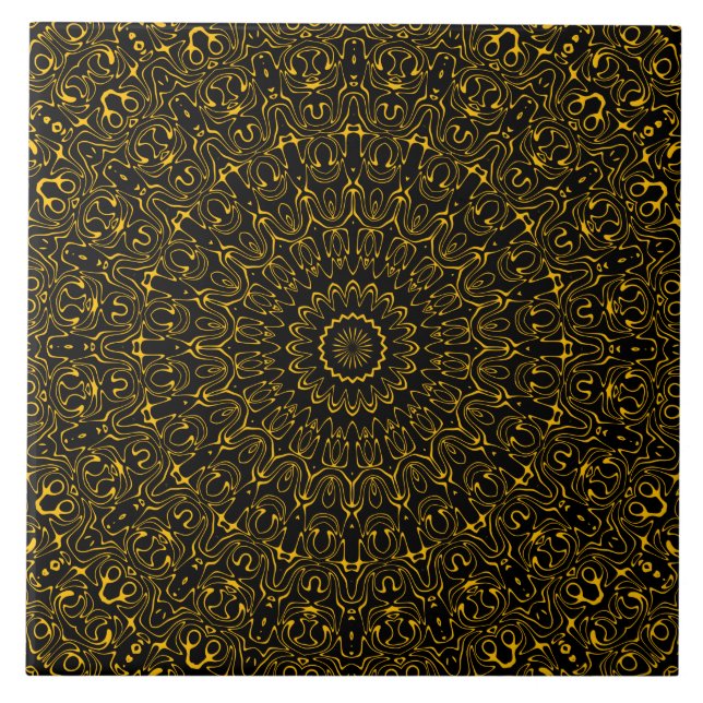 Golden Mandala Pattern with Radiant Symmetry Tile (Front)