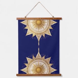 Golden Mandala Sun Meditation Hanging Tapestry