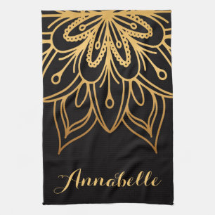 Golden Mandala Tea Towel