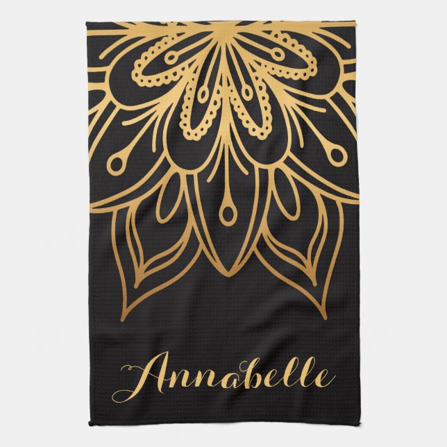 Golden Mandala Tea Towel (Vertical)