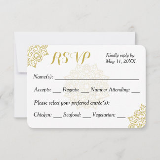 Golden Mandala Wedding Invitation RSVP Card