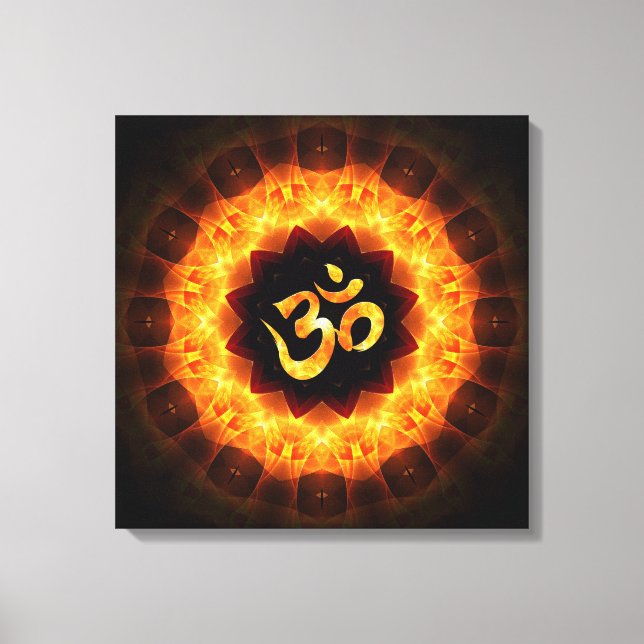 Golden Mandala with OM Canvas Print (Front)