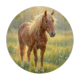 Golden Mane Horse Wildflower Meadow Cutting Board