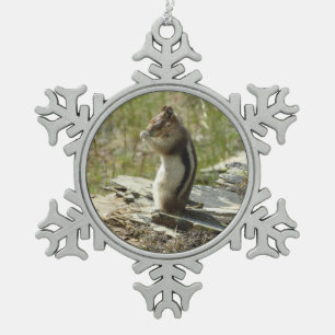 Golden-Mantled Ground Squirrel at Glacier I Snowflake Pewter Christmas Ornament