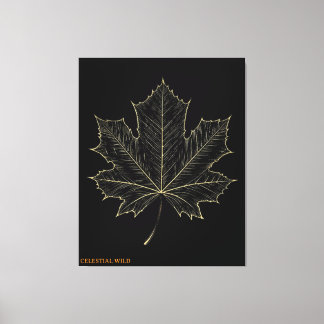 Golden Maple Leaf Botanical Art Canvas Gift Print