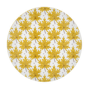 Golden Maple Leaves Autumn Pattern Cutting Board