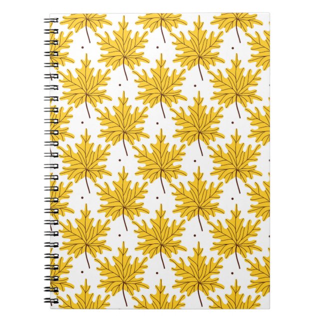 Golden Maple Leaves Autumn Pattern Notebook (Front)