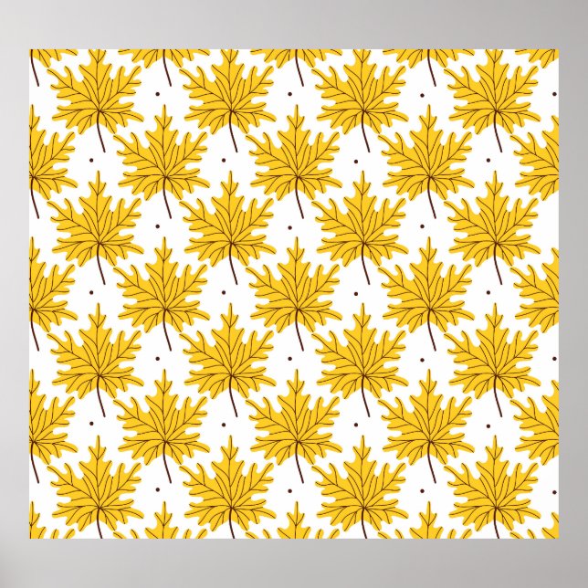 Golden Maple Leaves Autumn Pattern Poster (Front)
