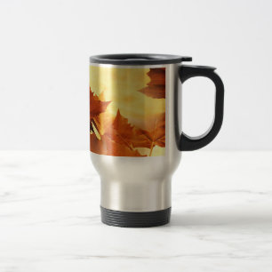Golden Maple Leaves Painterly Photography Travel Mug