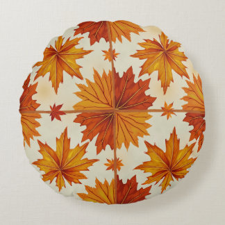 Golden Maple Symphony Round Cushion