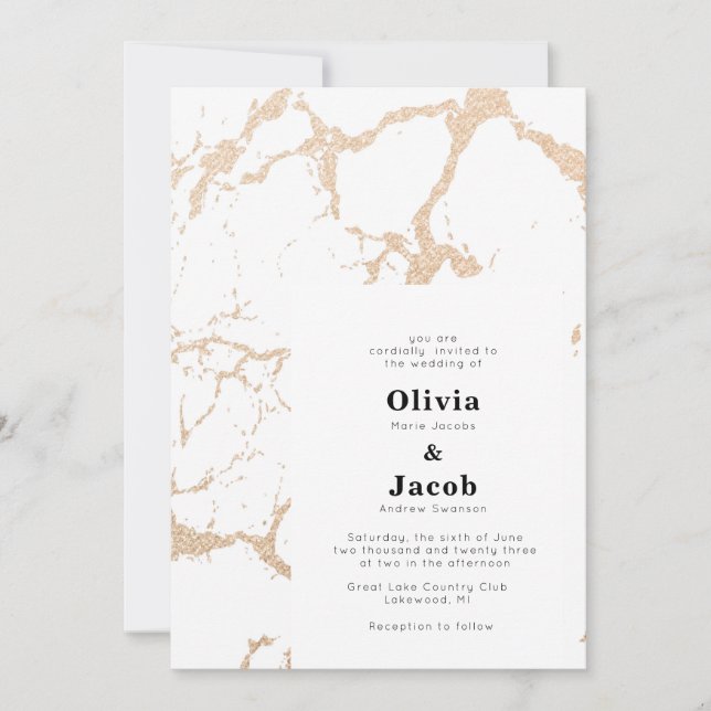 Golden Marble Elegance Invitation (Front)