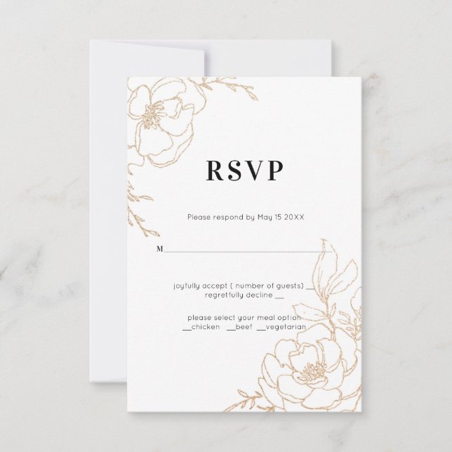 Golden Marble Elegance RSVP Card (Front)