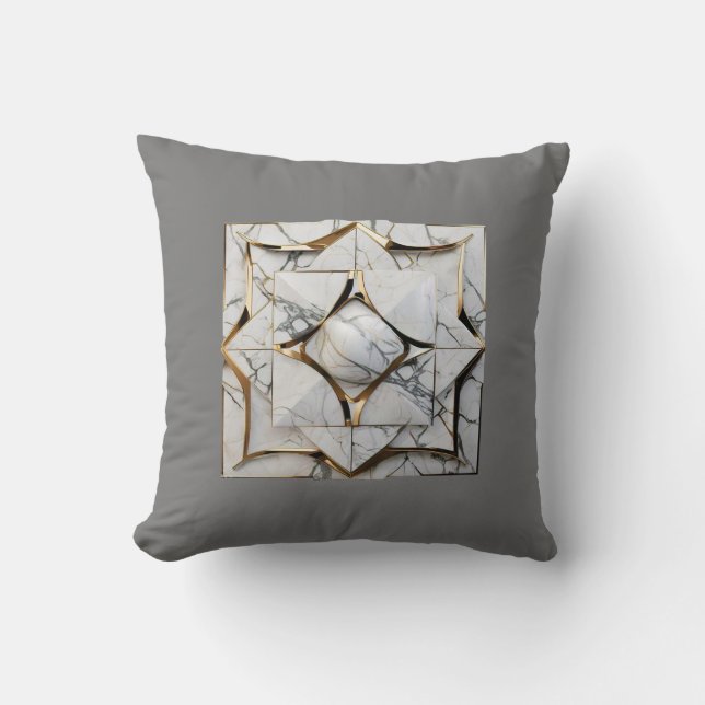 "Golden Marble Elegance Throw Pillow" Cushion (Front)